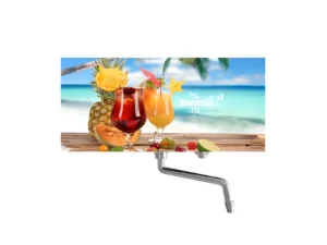 Purificador de agua a base de ozono con panel de vidrio templado con motivo de playa y piña colada.