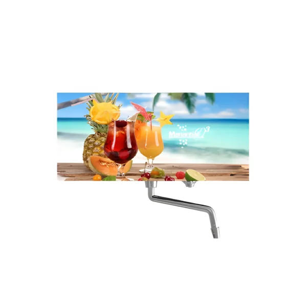 Purificador de agua a base de ozono con panel de vidrio templado con motivo de playa y piña colada.